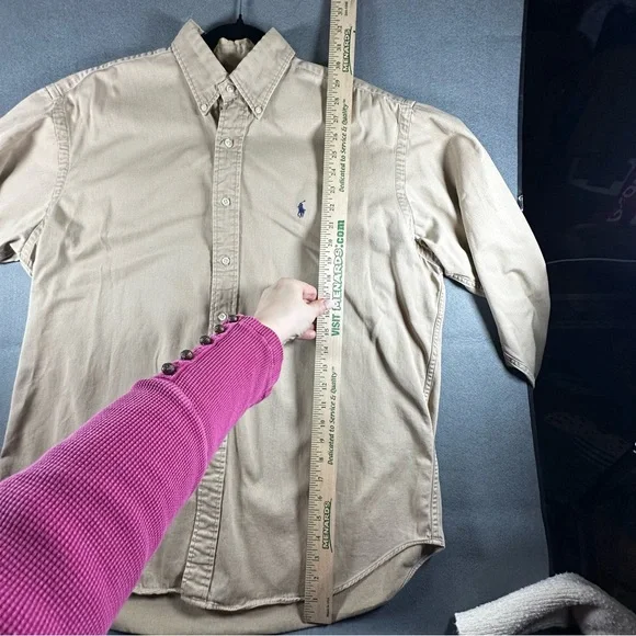 Polo Ralph Lauren Blaire Vintage Button Down Shirt 100% Cotton Size L Tan - Picture 4 of 8
